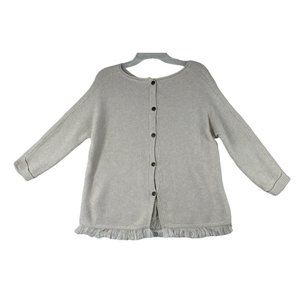 Wrap Cotton Cream Cardigan with Fringe Size 10